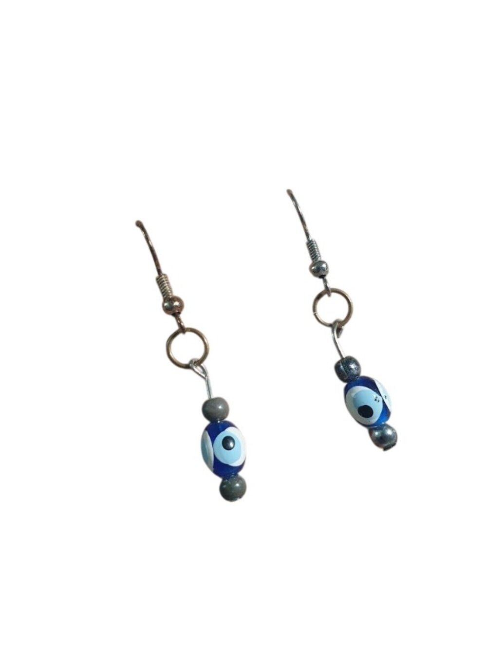 Evil Eye Drop Earrings Hanging Glass Beads Lightweight Handmade Boho Jewelry